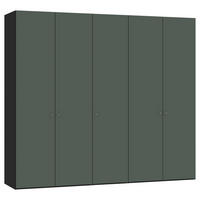 DREHTÜRENSCHRANK 253/220/59 cm,  in Grau, Grün, Schwarz, 5-türig  - Silberfarben/Schwarz, Design, Glas/Holzwerkstoff (253/220/59cm) - Jutzler