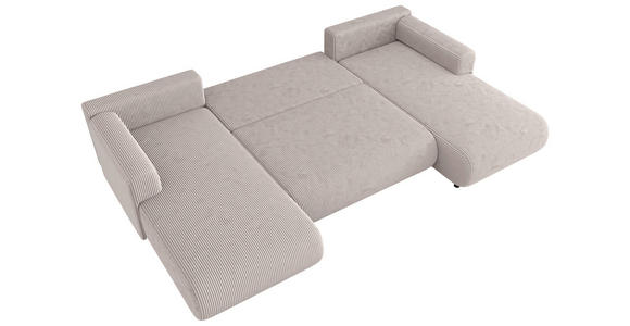 Wohnlandschaft inkl. Funktion Beige Cord  - Beige/Schwarz, KONVENTIONELL, Textil (200/360/200cm) - Xora