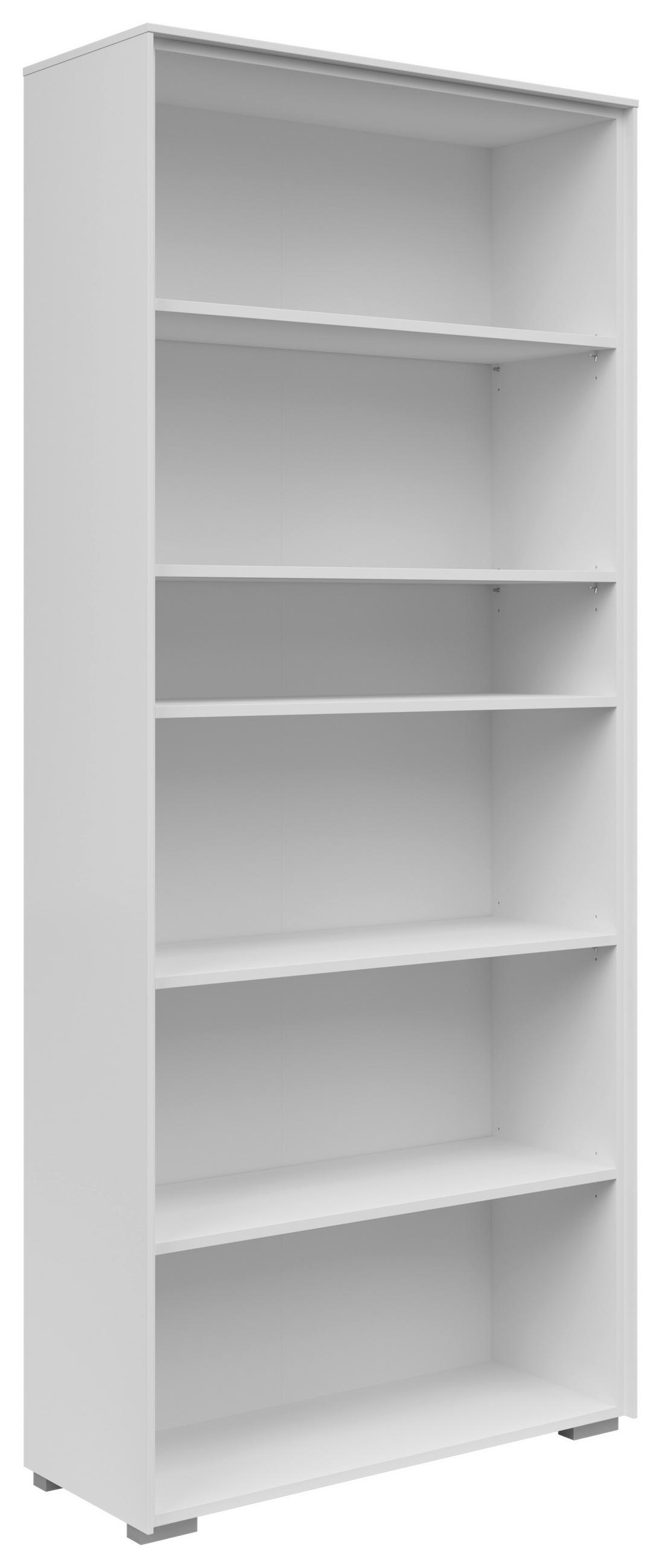 AKTENREGAL Weiß  - Silberfarben/Weiß, KONVENTIONELL, Holzwerkstoff/Kunststoff (81/199/37cm) - Voleo