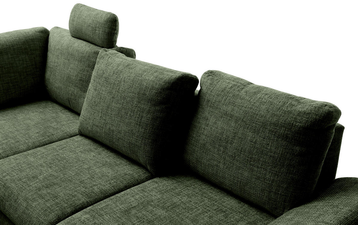 ECKSCHLAFSOFA in Struktur Dunkelgrün  - Wildeiche/Dunkelgrün, Modern, Holz/Textil (206/265cm) - Livetastic