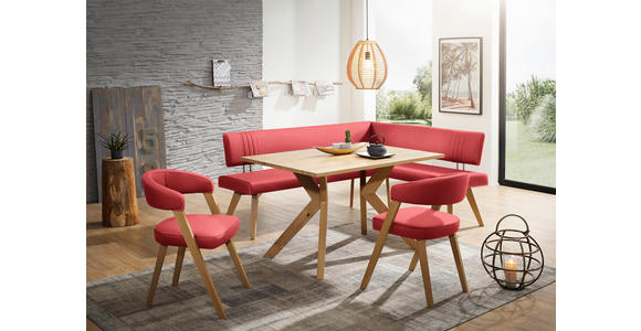 ECKBANK 220/160 cm  in Rot, Wildeiche  - Wildeiche/Eichefarben, Design, Holz/Textil (220/160cm) - Venda