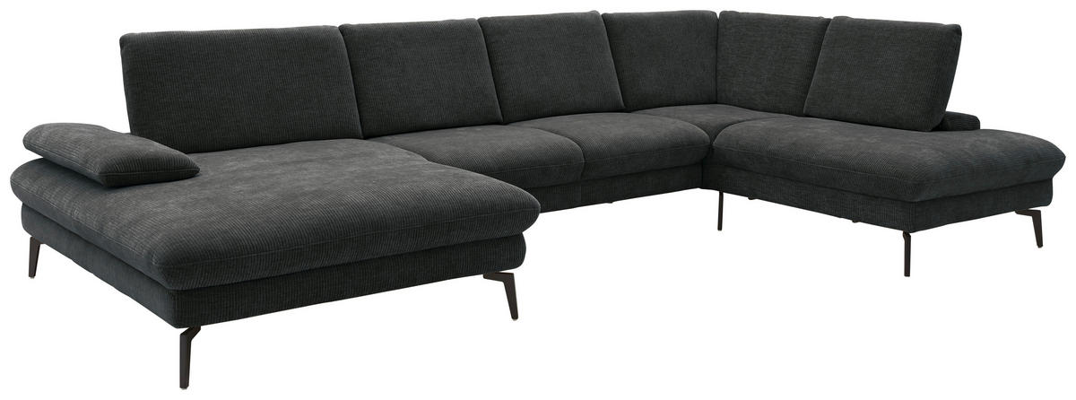 WOHNLANDSCHAFT in Webstoff Anthrazit  - Anthrazit/Schwarz, Design, Textil/Metall (157/354/208cm) - Dieter Knoll