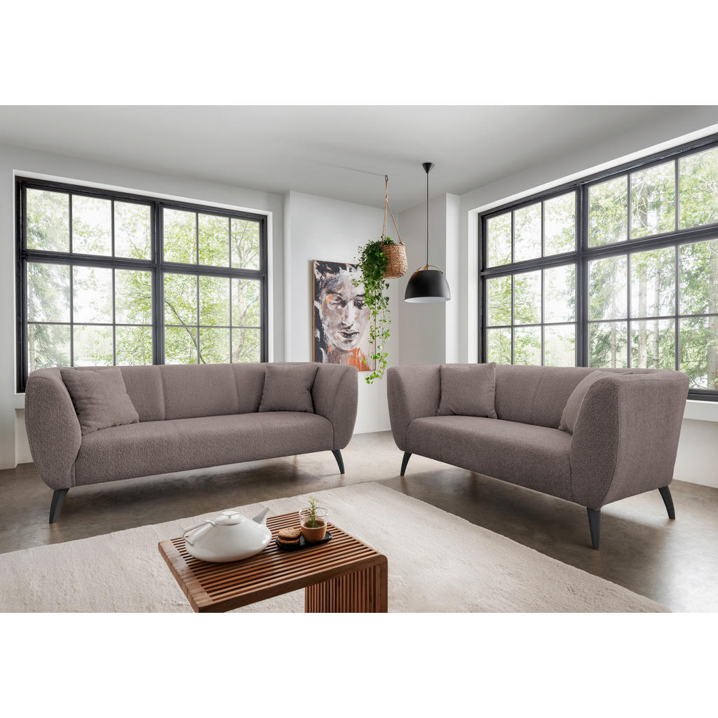 Thumbnail - Mid.you 2-Sitzer-Sofa, Taupe, Textil, Buche, Uni, Füllung: Schaumstoff, 172x83x88 cm, Made in EU, Hocker erhältlich, Rüc...
