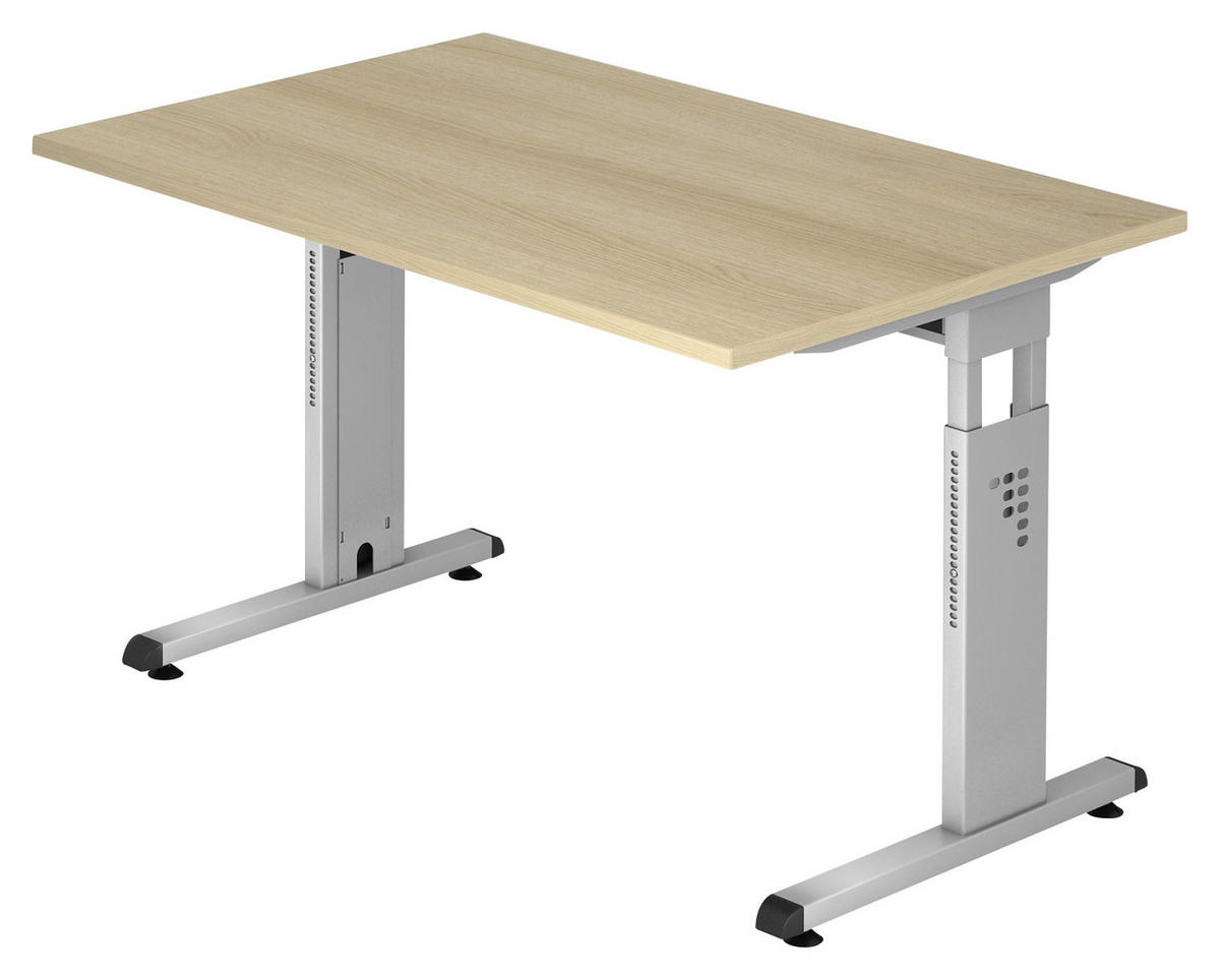 SCHREIBTISCH 120/80/65-85 cm  in Eichefarben  - Eichefarben/Silberfarben, KONVENTIONELL, Holzwerkstoff/Metall (120/80/65-85cm) - Venda