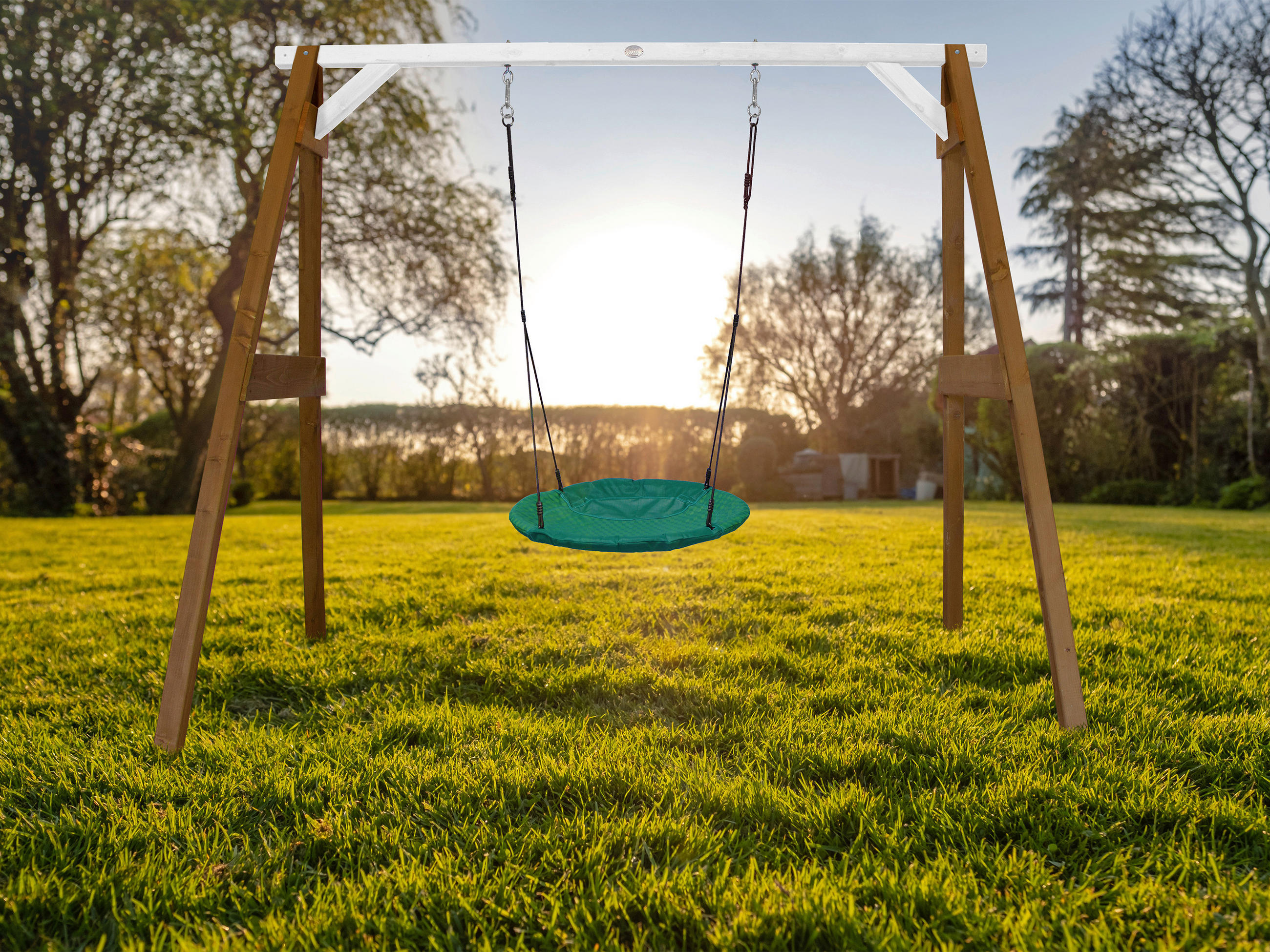 NESTSCHAUKEL Braun, Weiß  - Braun/Weiß, KONVENTIONELL, Holz/Kunststoff (254/207/160cm) - Ambia Garden