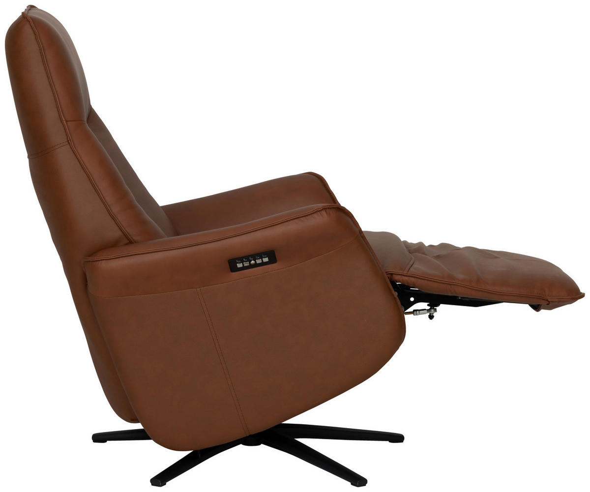 RELAXSESSEL Lederlook Echtleder    - Schwarz/Kupferfarben, Design, Leder/Holz (79/110/83cm) - Livetastic