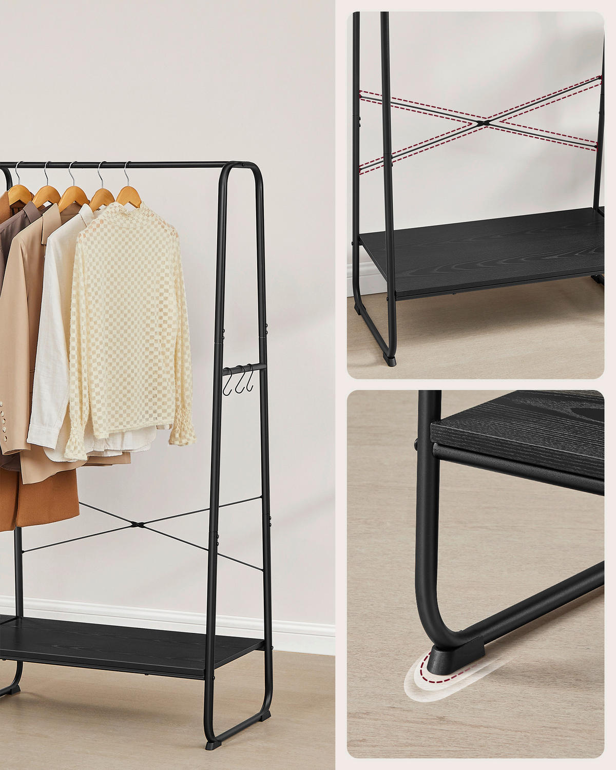 ŠATNÍ SKŘÍŇ, černá, 120/160/45 cm - černá, Basics, kov/kompozitní dřevo (120/160/45cm)