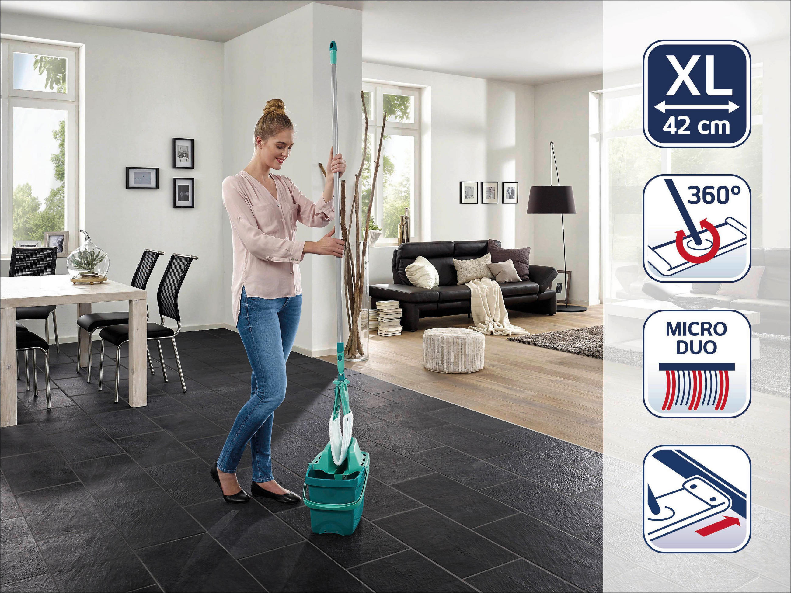 BODENREINIGUNGSSET Set Combi XL  - Türkis, Basics, Kunststoff - Leifheit