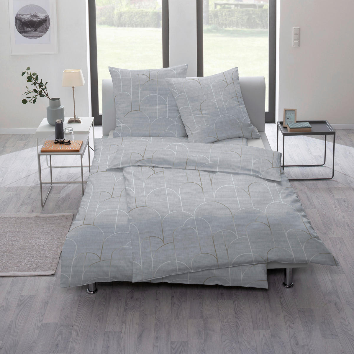BETTWÄSCHE ATELIER Makosatin 155/220 cm  - Silberfarben, Design, Textil (155/220cm) - Estella