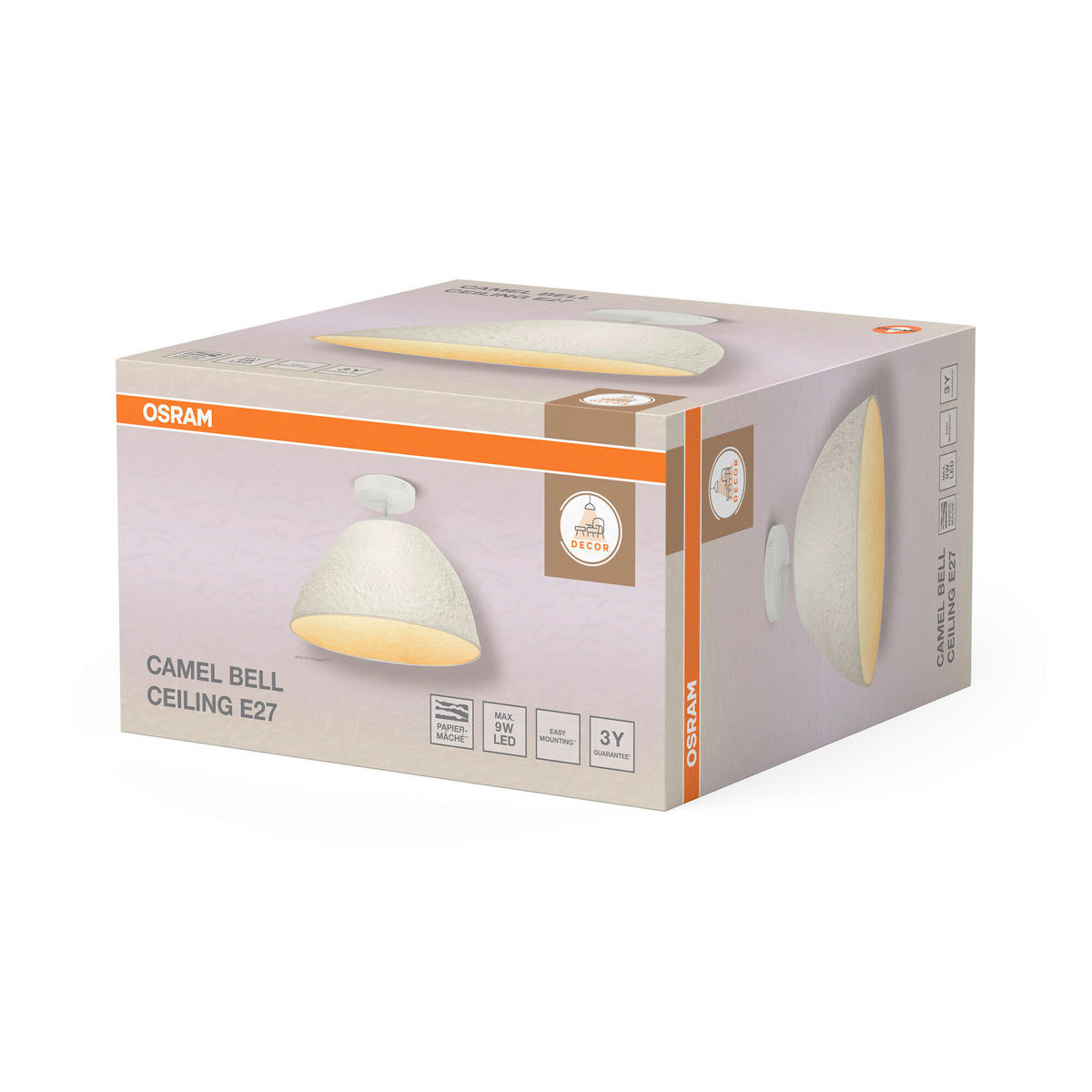 DECKENLEUCHTE  37.5/28.8 cm    - Basics, Papier/Metall (37.5/28.8cm) - Osram