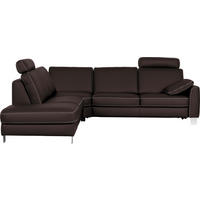ECKSOFA in Echtleder Dunkelbraun  - Chromfarben/Dunkelbraun, KONVENTIONELL, Leder/Metall (245/272cm) - Valdera