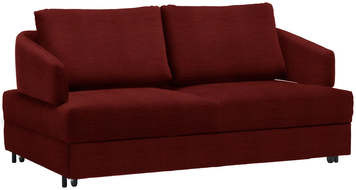 SCHLAFSOFA in Textil Rot  - Rot/Schwarz, Design, Textil/Metall (172/76-89/112-120cm) - Bali