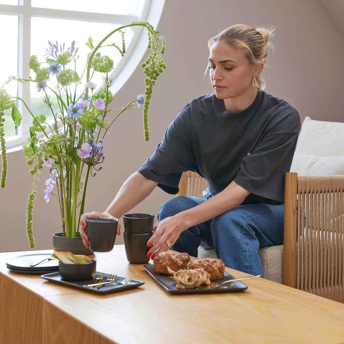 SERVIERPLATTEN-SET RAW  - Schwarz Hochglanz, Basics, Keramik (23,5/15/1,5cm) - Aida