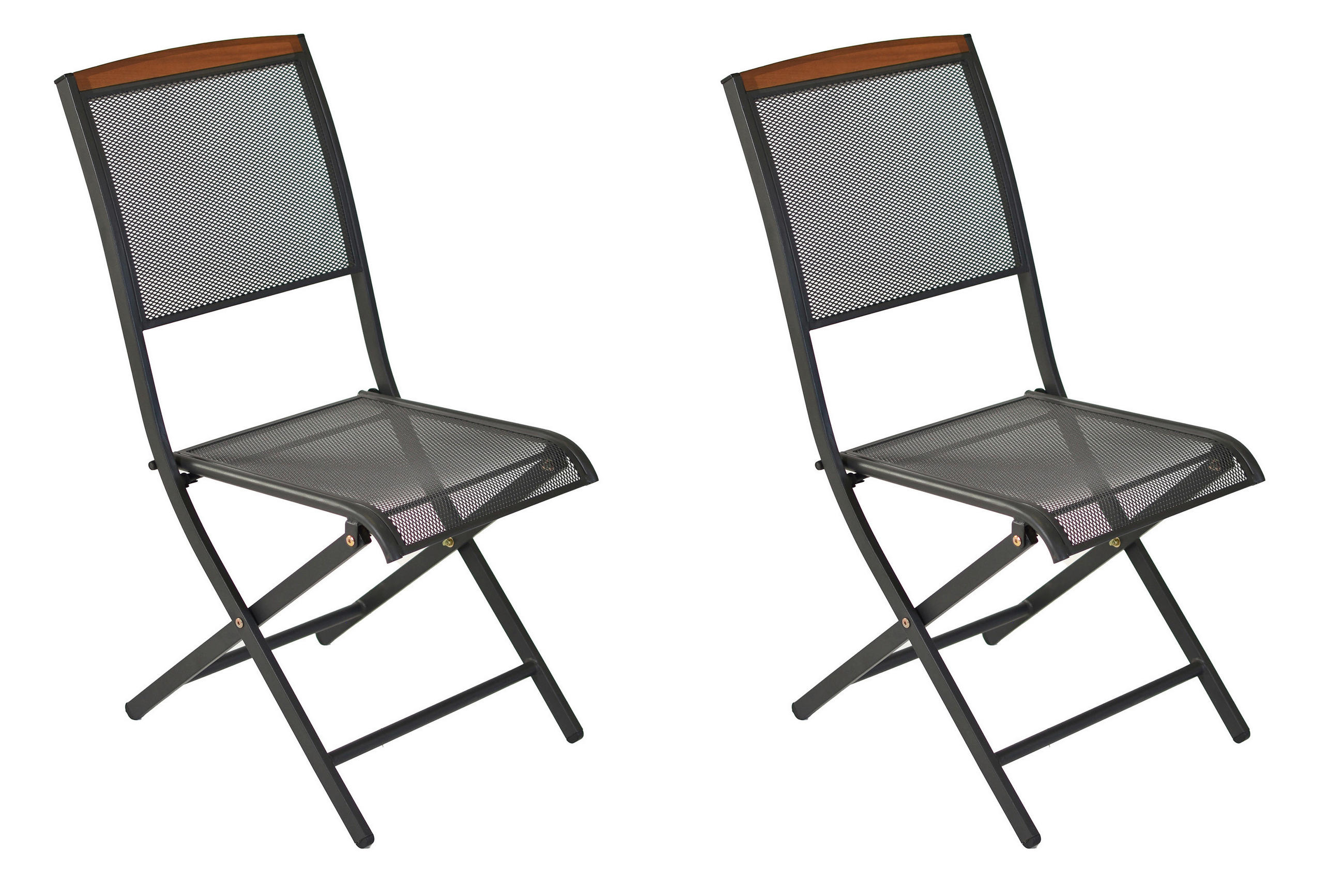 GARTENKLAPPSTUHL-SET Akazie Stahl Graphitfarben, Akaziefarben  - Graphitfarben/Akaziefarben, KONVENTIONELL, Holz/Metall (41/88,5/57cm) - Gardenson