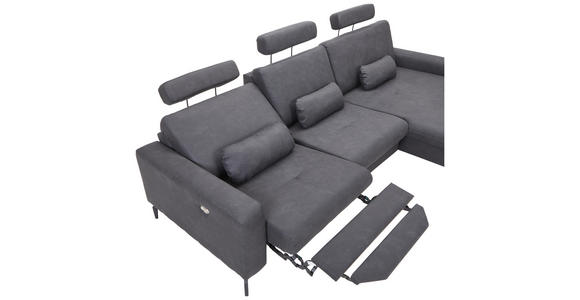 ECKSOFA in Mikrofaser Anthrazit 302/180 cm - Anthrazit/Schwarz, KONVENTIONELL, Textil/Metall (302/180cm) - Carryhome