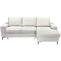 ECKSOFA Naturfarben Cord Rückenkissen, Bettkasten, Schlaffunktion, Rücken echt, Liegefläche im Originalstoff  - Schwarz/Naturfarben, KONVENTIONELL, Textil/Metall (240/150cm) - Carryhome