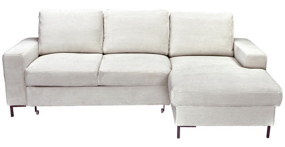 ECKSOFA Naturfarben Cord Rückenkissen, Bettkasten, Schlaffunktion, Rücken echt, Liegefläche im Originalstoff  - Schwarz/Naturfarben, KONVENTIONELL, Textil/Metall (240/150cm) - Carryhome