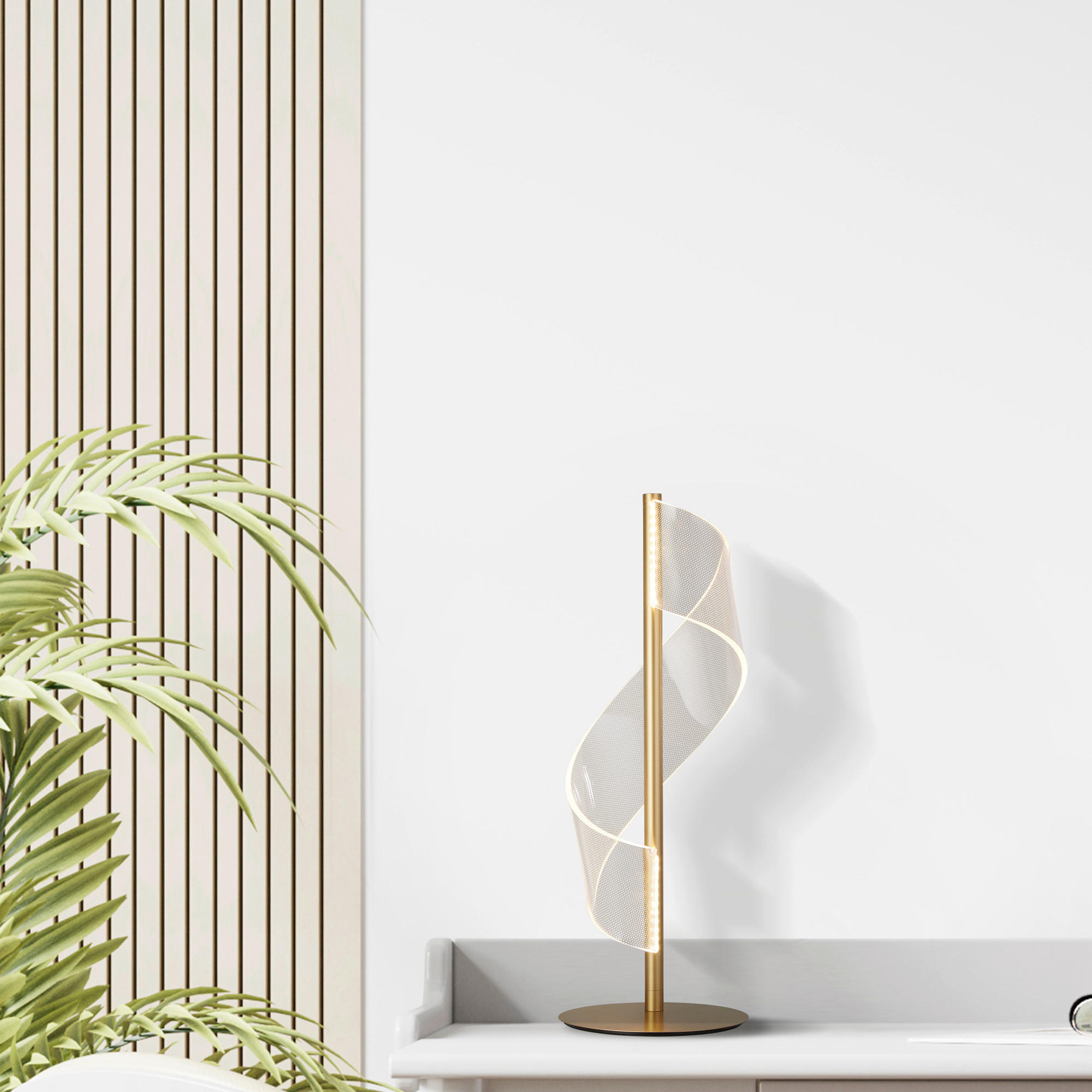 LED ASZTALI LÁMPA - króm/áttetsző, Design, műanyag/fém (18/18/49,5cm)