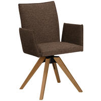 ARMLEHNSTUHL in Holz, Textil Braun, Eichefarben  - Eichefarben/Braun, KONVENTIONELL, Holz/Textil (64/91/61cm) - Moderano