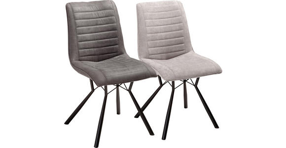 STUHL in Eisen Mikrofaser Metall, Textil - Anthrazit/Schwarz, Design, Textil/Metall (48/87/62,5cm) - Xora