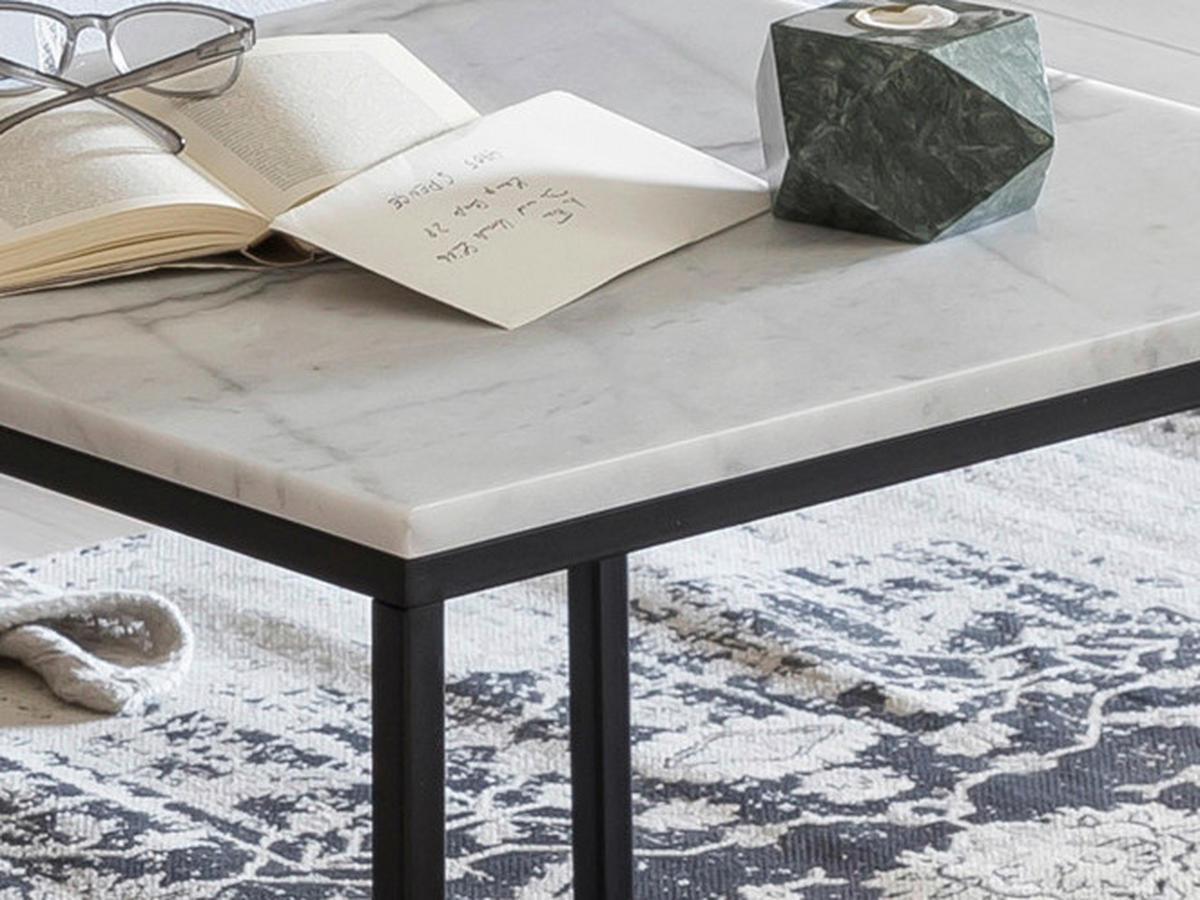 COUCHTISCH 60/60/50 cm quadratisch Schwarz, Weiß  - Schwarz/Weiß, Design, Stein/Metall (60/60/50cm) - MID.YOU