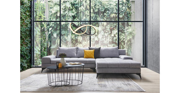 ECKSOFA Hellgrau Webstoff - Hellgrau/Schwarz, Design, Textil/Metall (315/212cm) - Carryhome