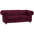 CHESTERFIELD-SOFA Webstoff Bordeaux  - Wengefarben/Bordeaux, LIFESTYLE, Holz/Textil (206/76,5/96cm) - Landscape