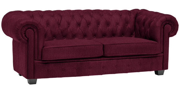 CHESTERFIELD-SOFA Webstoff Bordeaux  - Wengefarben/Bordeaux, LIFESTYLE, Holz/Textil (206/76,5/96cm) - Landscape