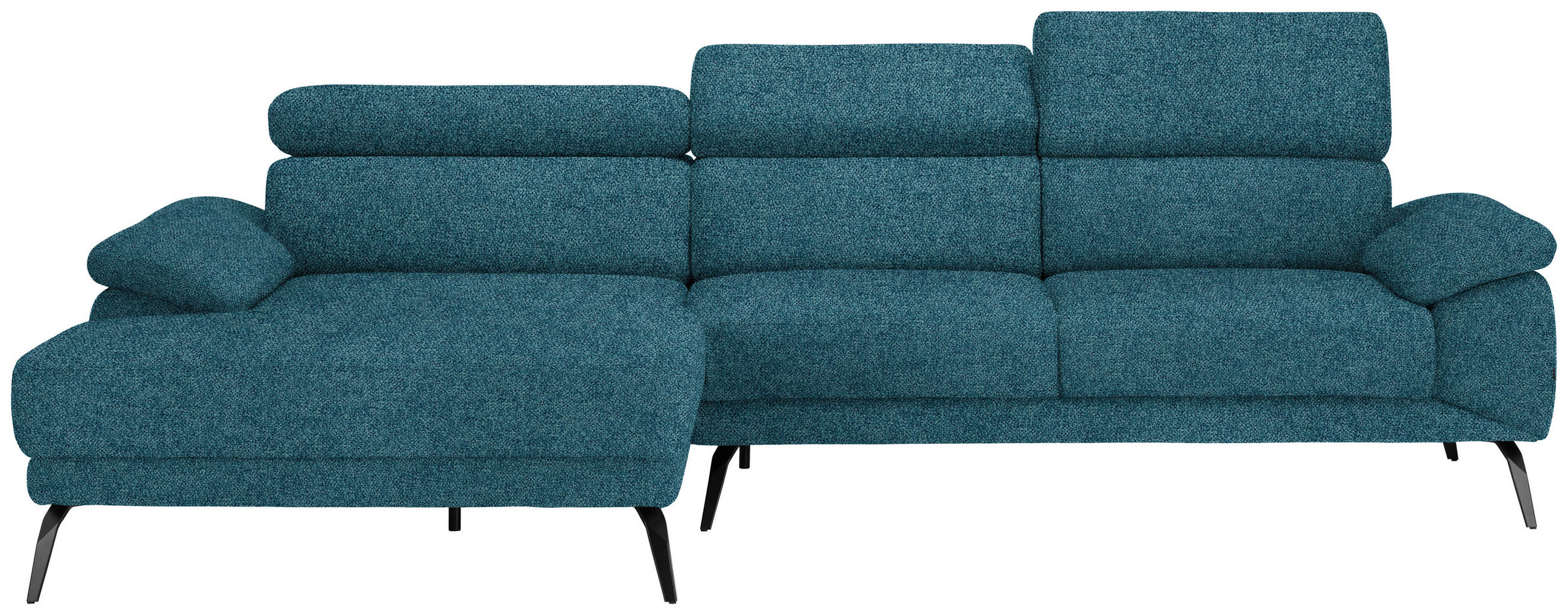 ECKSOFA in Velours Petrol  - Petrol/Schwarz, Design, Textil/Metall (187/295cm) - Novel