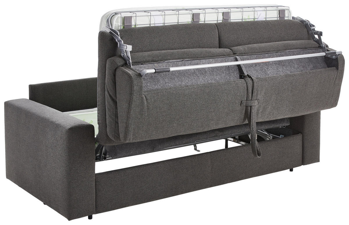 SCHLAFSOFA Webstoff Graphitfarben  - Schwarz/Graphitfarben, KONVENTIONELL, Kunststoff/Textil (218/84/98cm) - Novel