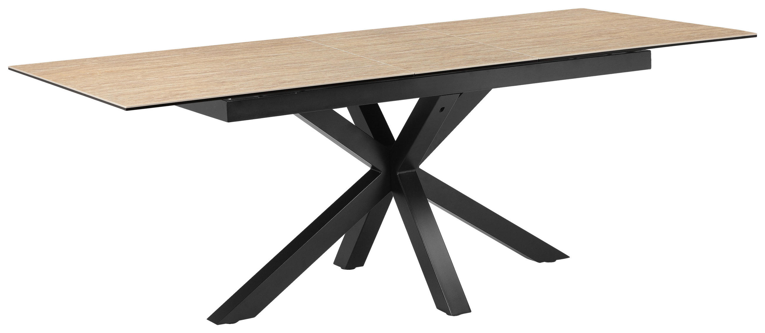 ESSTISCH 168-210/90/76 cm  Metall, Glas, Keramik ausziehbar rechteckig Schwarz, Beige  - Beige/Schwarz, MODERN, Glas/Keramik (168-210/90/76cm) - MID.YOU