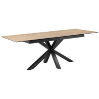 ESSTISCH 168-210/90/76 cm  Metall, Glas, Keramik ausziehbar rechteckig Schwarz, Beige  - Beige/Schwarz, MODERN, Glas/Keramik (168-210/90/76cm) - MID.YOU