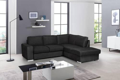 ECKSOFA Anthrazit Mikrofaser  - Chromfarben/Anthrazit, KONVENTIONELL, Textil/Metall (248/213cm) - MID.YOU