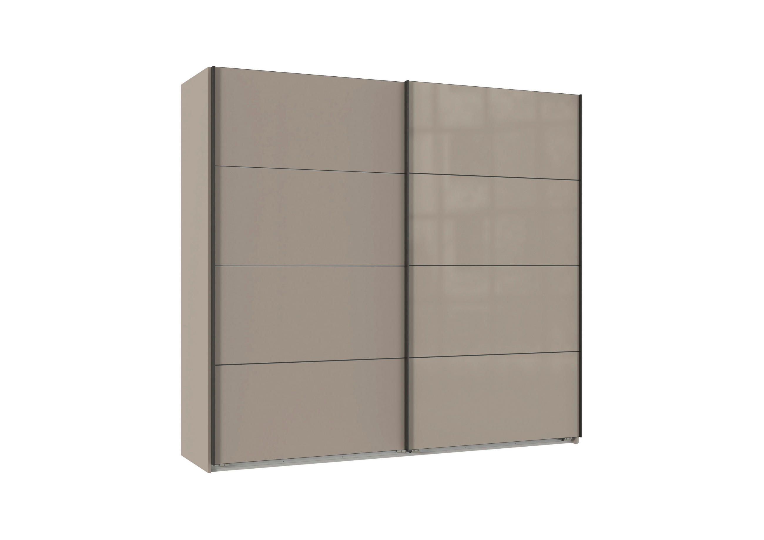 SCHWEBETÜRENSCHRANK  in Sahara  - Schwarz/Sahara, Design, Glas/Holzwerkstoff (225/210/65cm) - Carryhome