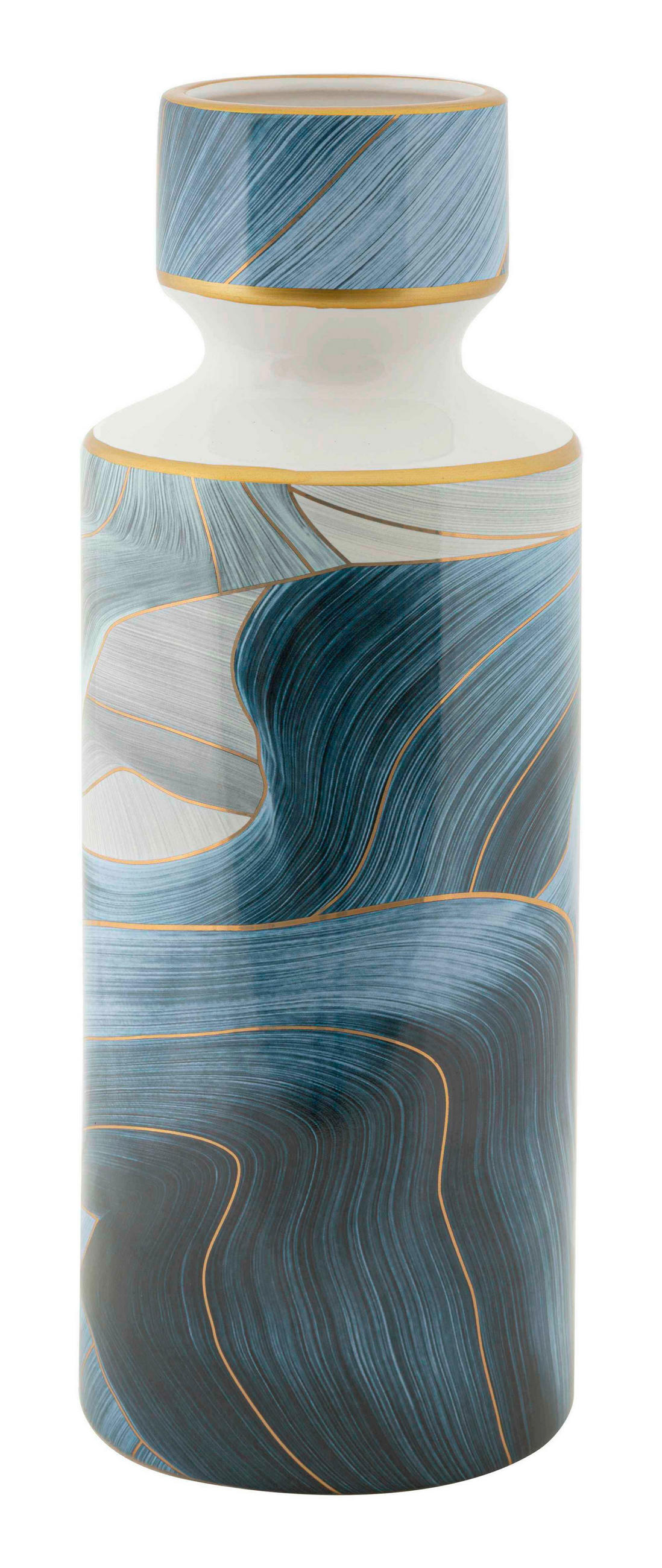 Vase Elegant Tall Blau/Grautöne/Gold B:14cm