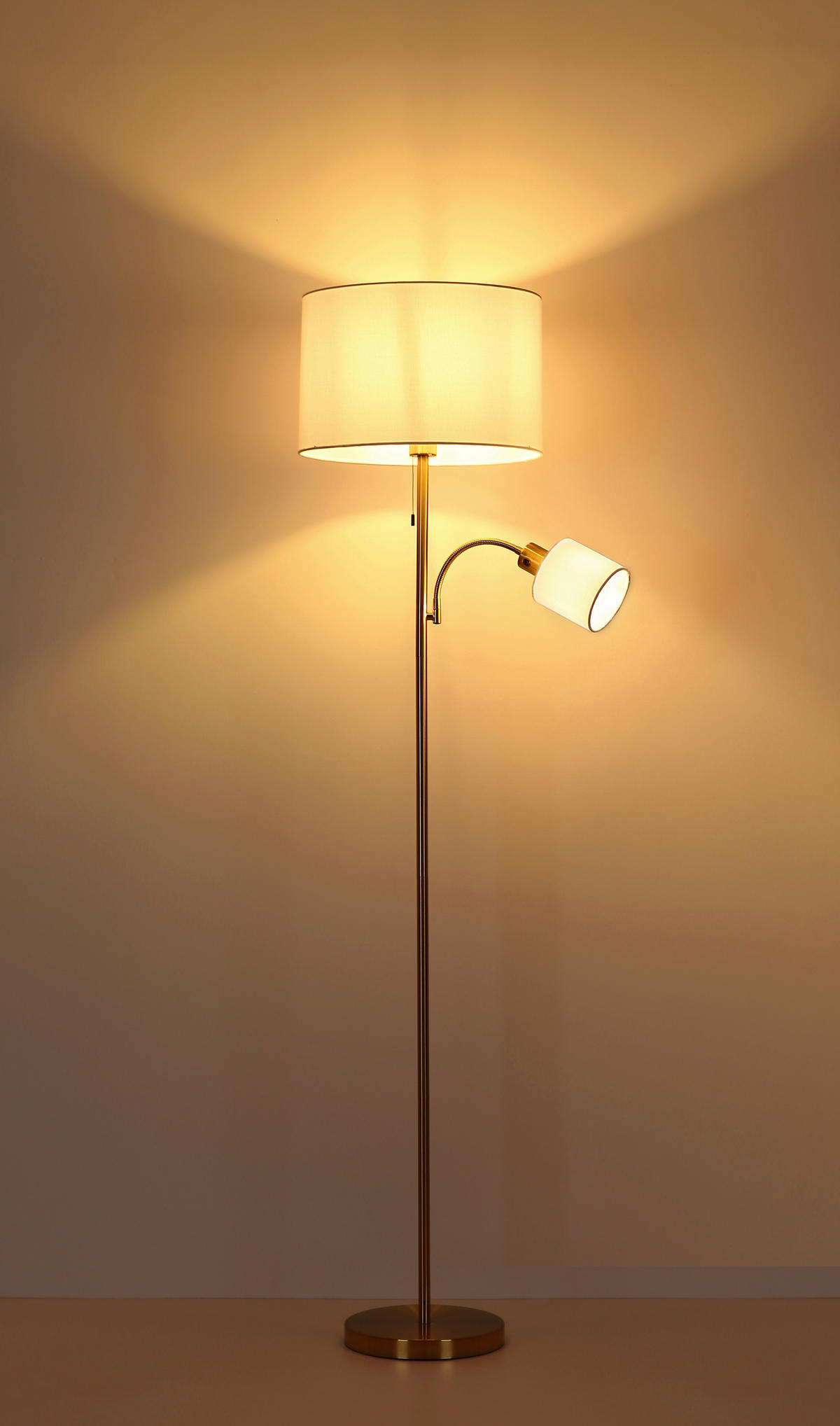 STEHLEUCHTE Truett 38/165 cm  - Messingfarben/Schwarz, Design, Kunststoff/Textil (38/165cm) - Globo