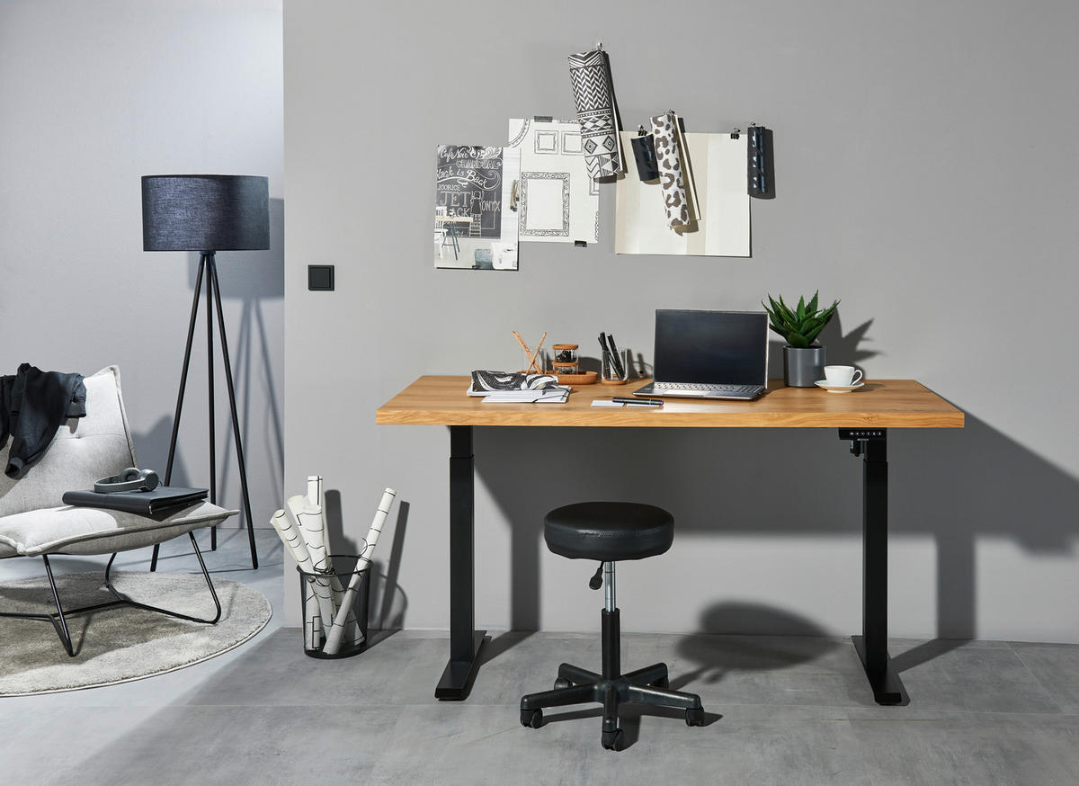 SCHREIBTISCH  in  - Schwarz, Modern, Holzwerkstoff/Metall (160/72-120/77cm) - MID.YOU