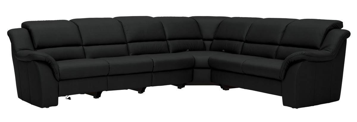 ECKSOFA  in Echtleder Schwarz  324/260 cm  - Chromfarben/Schwarz, KONVENTIONELL, Leder/Kunststoff (324/260cm) - Cantus