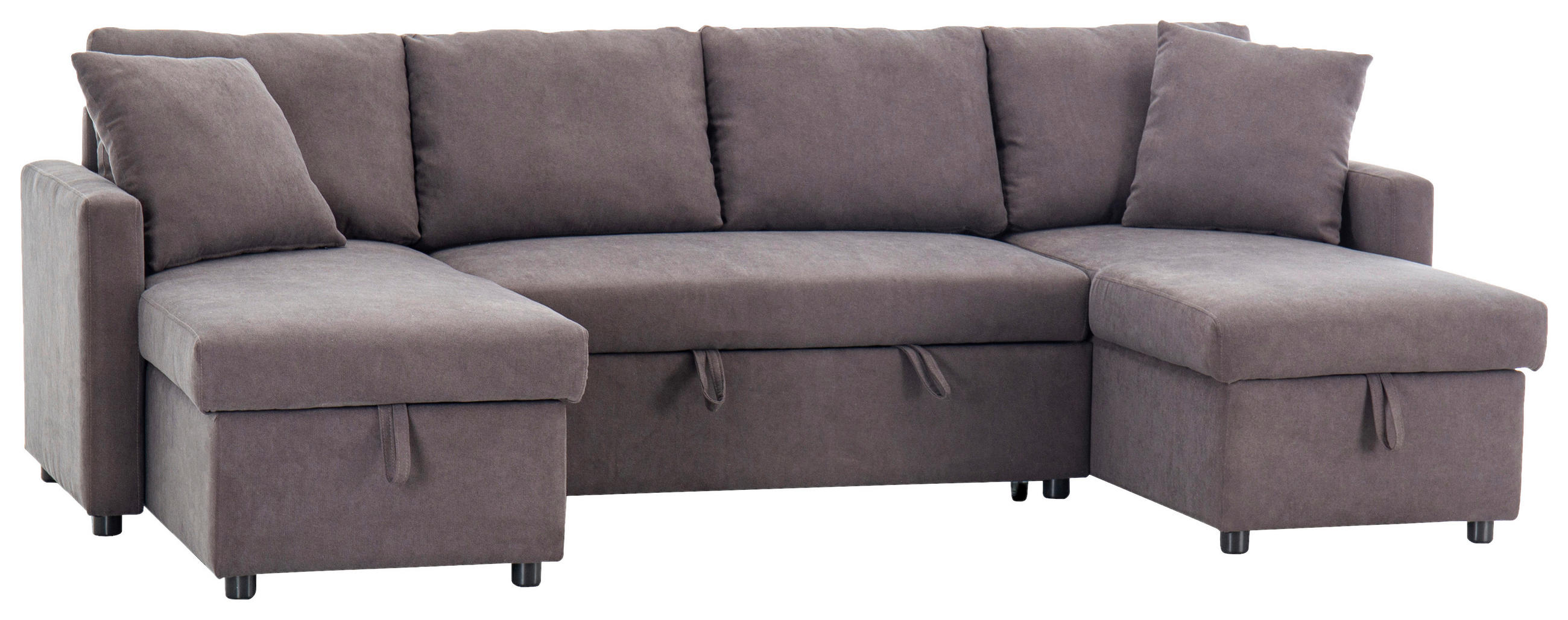WOHNLANDSCHAFT Dunkelgrau Webstoff  - Dunkelgrau/Schwarz, Design, Holz/Kunststoff (264/88/135,5cm) - Ti'me