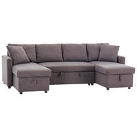 WOHNLANDSCHAFT Dunkelgrau Webstoff  - Dunkelgrau/Schwarz, Design, Holz/Kunststoff (264/88/135,5cm) - Ti'me