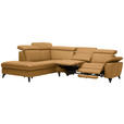 ECKSOFA in Echtleder Cognac  - Cognac/Schwarz, Design, Leder/Metall (239/289cm) - Cantus