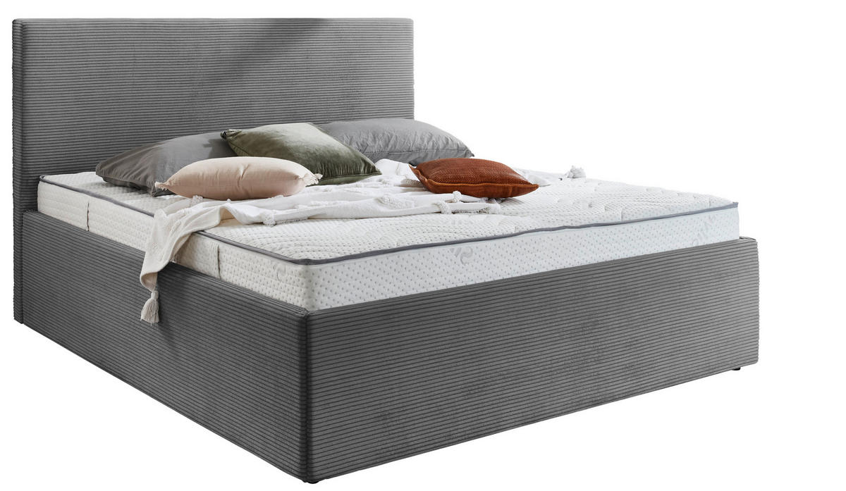POLSTERBETT 140/200 cm, Bettkasten,  - Schwarz/Grau, Trend, Kunststoff/Textil (140/200cm) - Boxxx