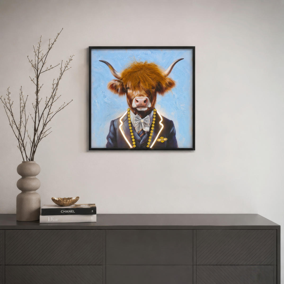LED-DEKOLEUCHTE George 52/3.3/52 cm  - Multicolor/Schwarz, Basics, Kunststoff/Fell (52/3.3/52cm) - Globo