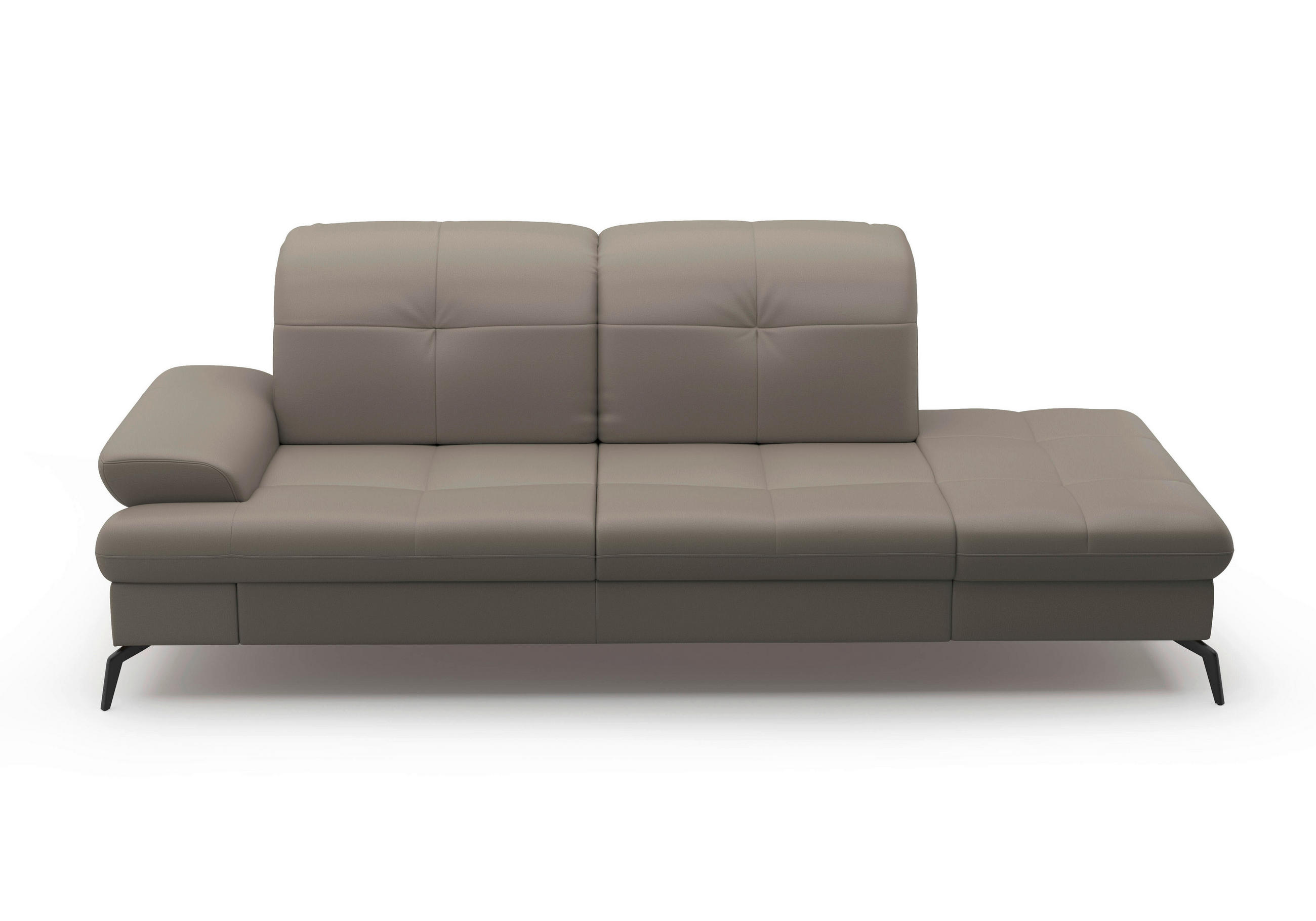 RÉCAMIERE in Echtleder Grau  - Schwarz/Grau, Konventionell, Leder/Metall (231/90/122cm) - Sit & More