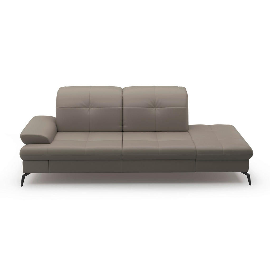 Thumbnail - Sit & More Récamiere, Grau, Textil, Leder, Kombination Echtleder/Stoff, Nappaleder, 231x90x122 cm, Goldenes M, Made in E...