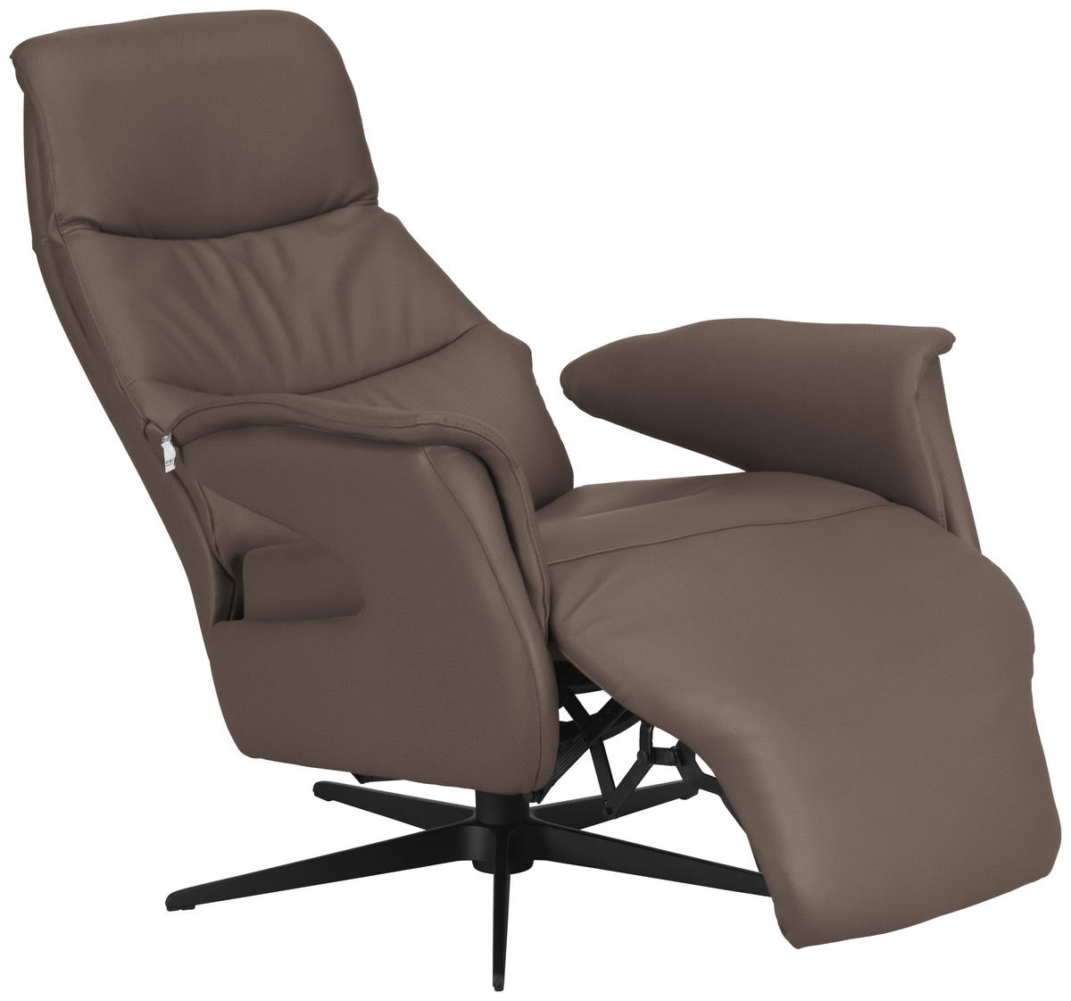 RELAXSESSEL Echtleder    - Graubraun/Schwarz, Design, Leder/Metall (74/105/83cm) - Welnova