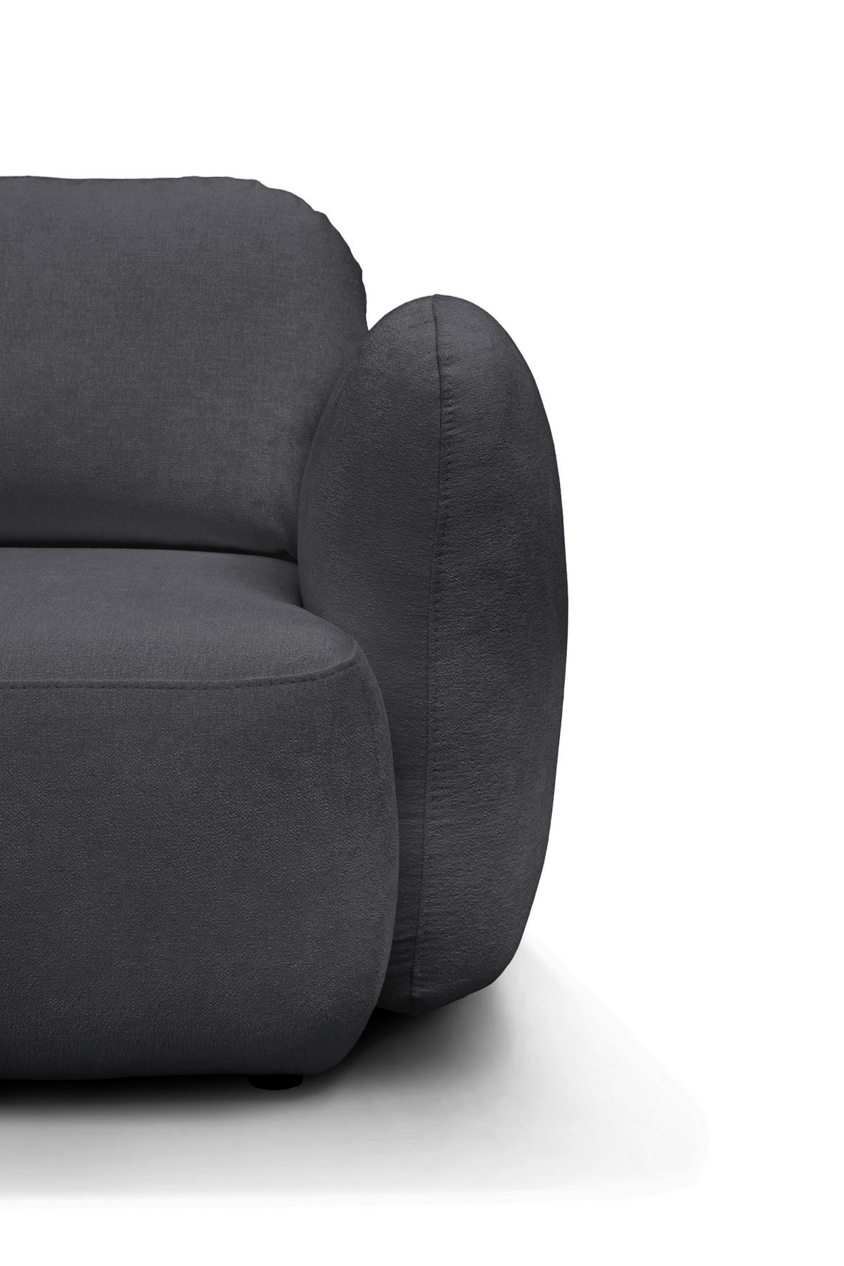 ECKSOFA VELU Graphitfarben Chenille  - Schwarz/Graphitfarben, Design, Textil (175cm) - MID.YOU