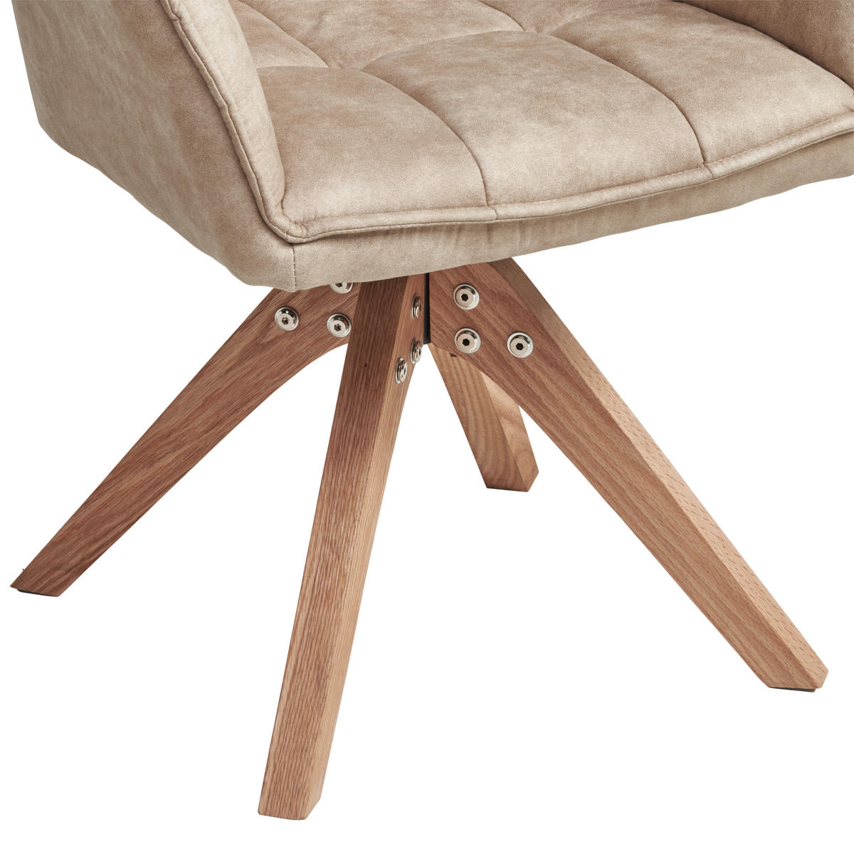 ARMLEHNSTUHL  Sitzfläche 360° drehbar, inklusive Armlehnen Webstoff  - Eichefarben/Beige, Basics, Holz/Textil (61/85/63cm) - MID.YOU