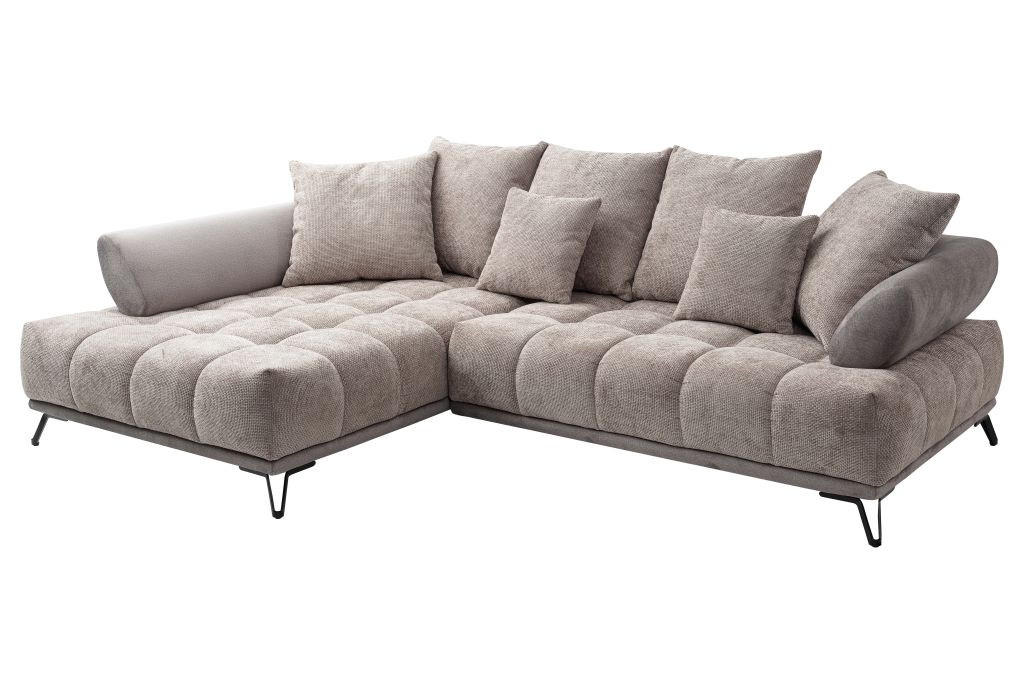 HÖRNSOFFA i chenille taupe  - svart/taupe, Modern, metall/textil (184/262cm) - MID.YOU