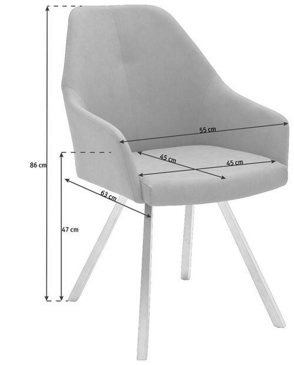 ARMLEHNSTUHL  in Edelstahl Lederlook  - Taupe/Edelstahlfarben, Design, Textil/Metall (55/86/63cm) - Novel